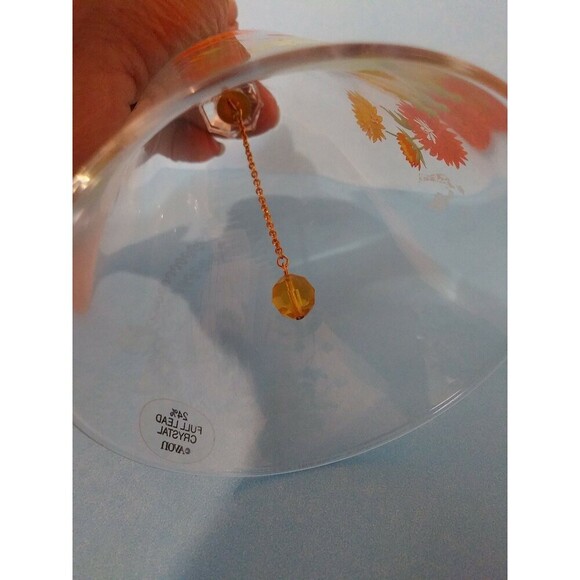 Vintage Avon Clear Glass 24% Full Lead Crystal  Decorative Bell Floral Design - Picture 8 of 8